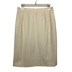 VTG Escada Margaretha Ley Women's size 40 (8 US) Cream Wool Skirt Zip Up Germany